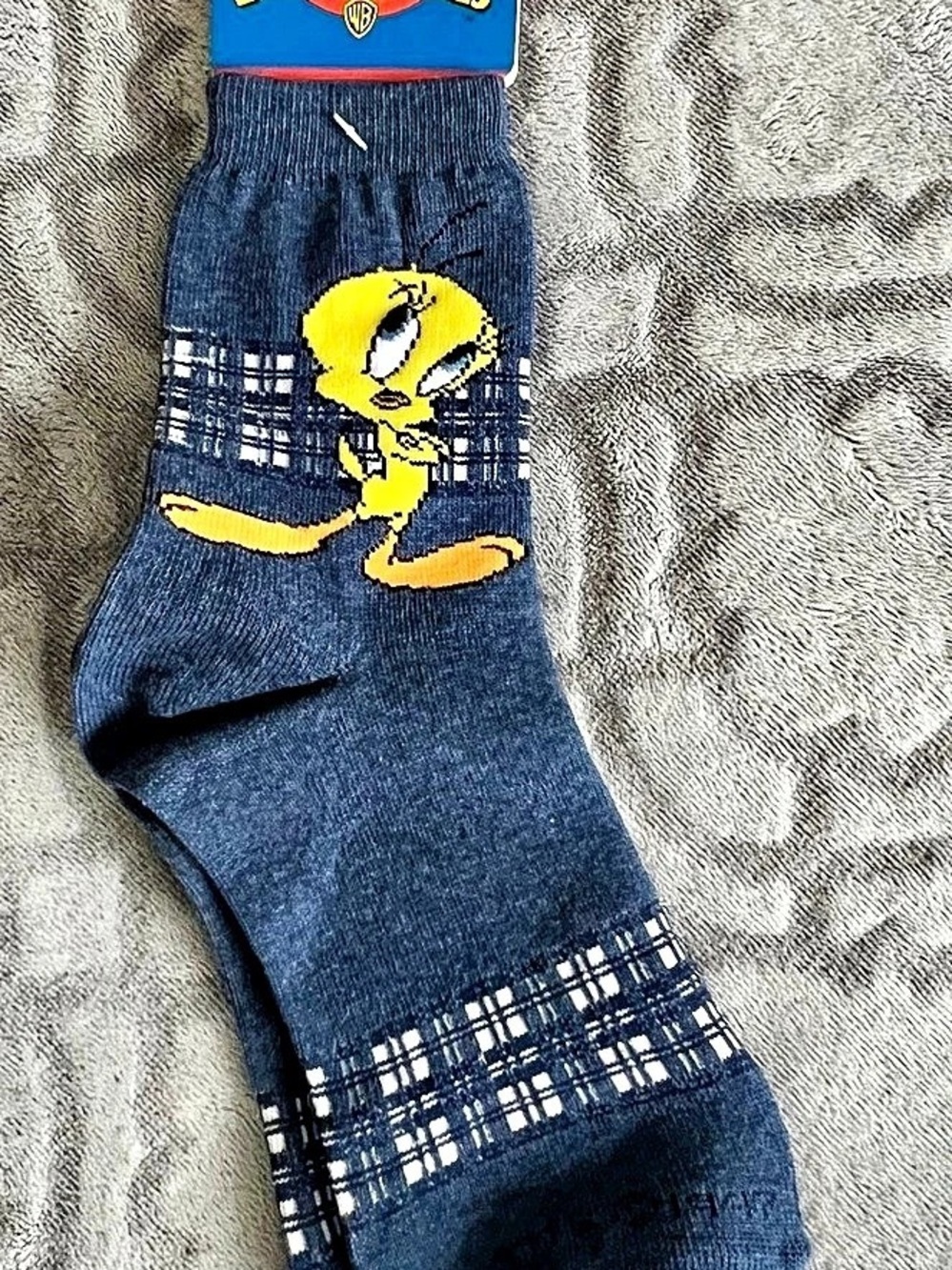 Vintage Looney Tunes Tweety Bird Blue Crew Socks Size 9–11 NWT